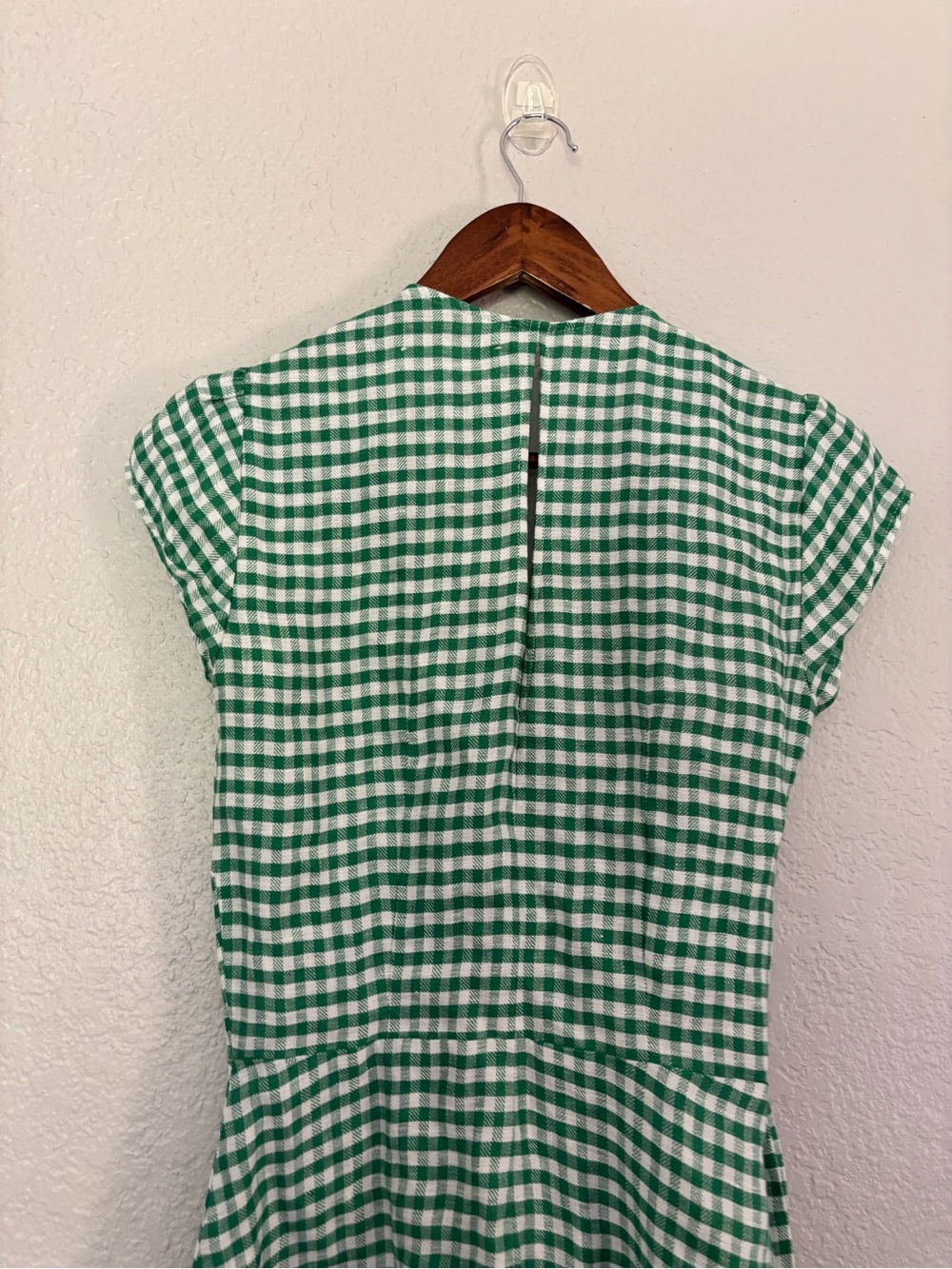 Reformation Rodin Linen Wrap Mini Dress in Green Gingham - Picture 9 of 10